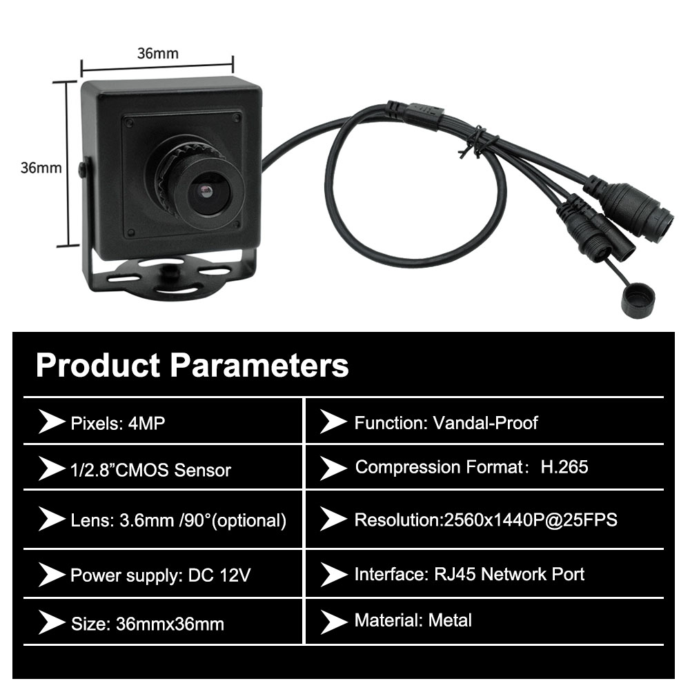 4MP Industrial-grade Mini Square Wired IP Camera 产品参数