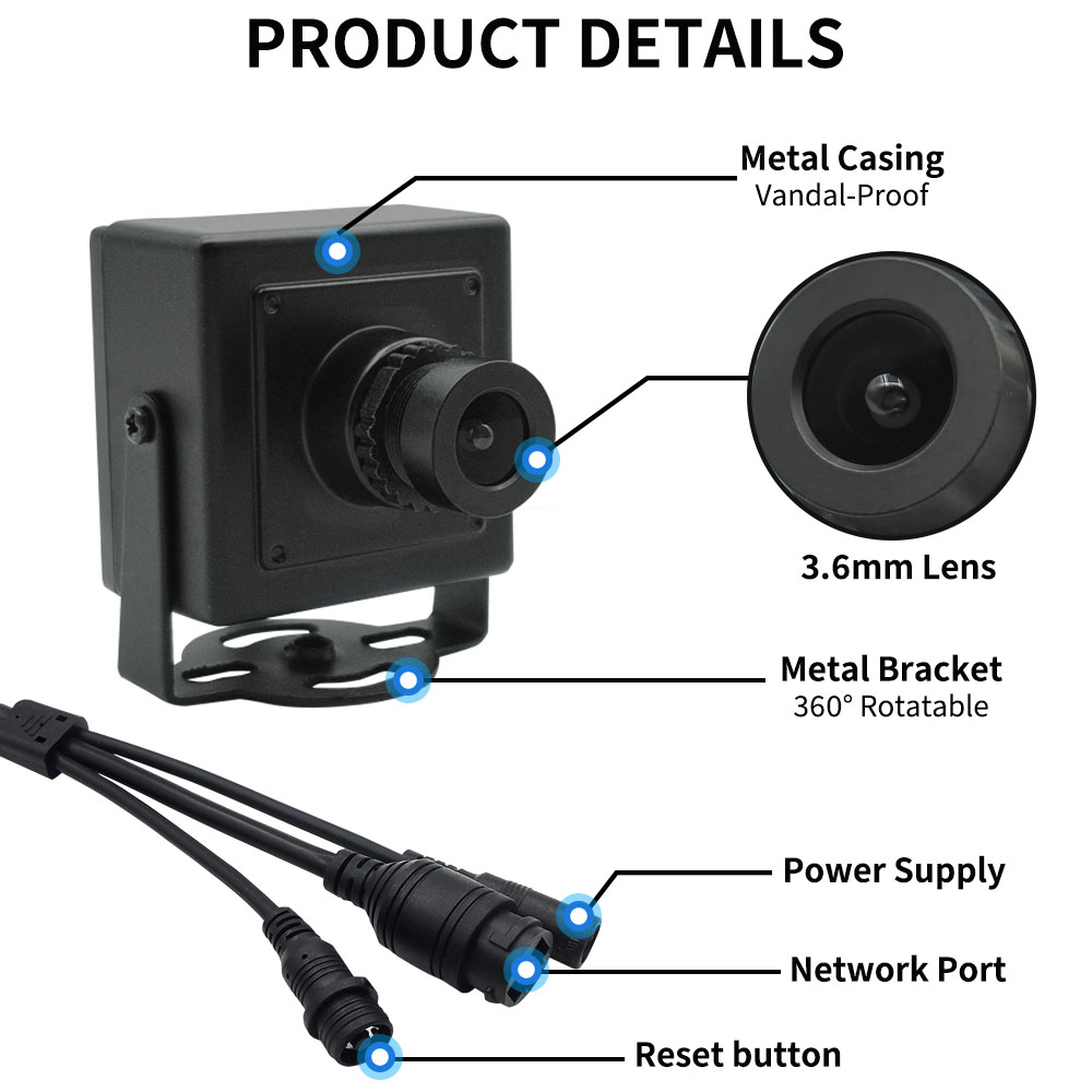 4MP Industrial-grade Mini Square Wired IP Camera 产品细节展示