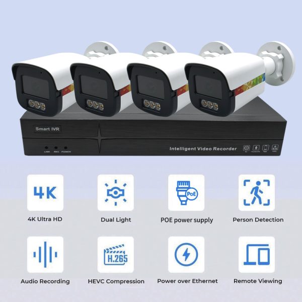 4K 2MP Full-Color Night Vision POE Camera NVR Kit - Image 5