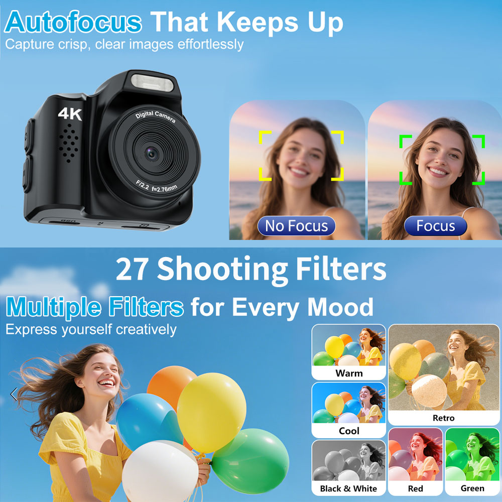 Mini 64MP 4K Ultra HD Digital Camera 袖珍拇指相机07
