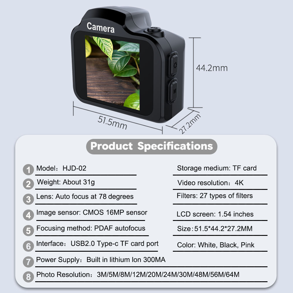 Mini 64MP 4K Ultra HD Digital Camera 袖珍拇指相机08